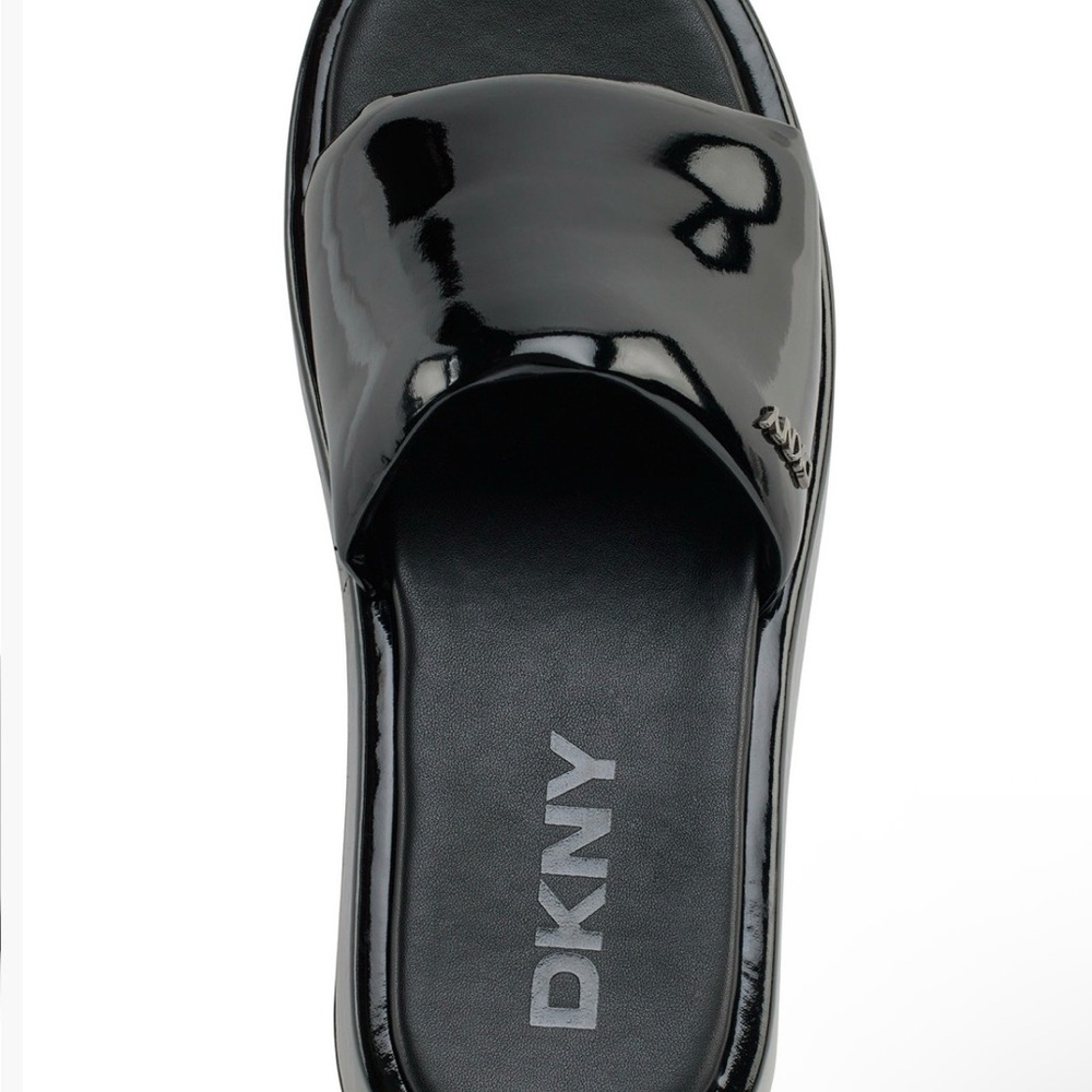 DKNY Glossy Black Women's Sandals - Picture 3 of 8
